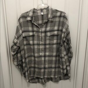 Old Navy Gray and White Plaid tunic top